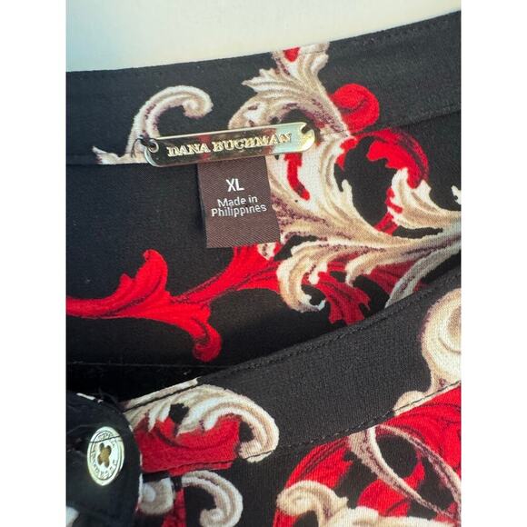 Dana Buchman Women’s Black, Red, Gold button down size XL NWT - Picture 2 of 6